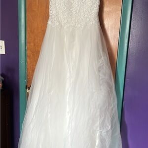 Classic White Lace Bodice Wedding Dress